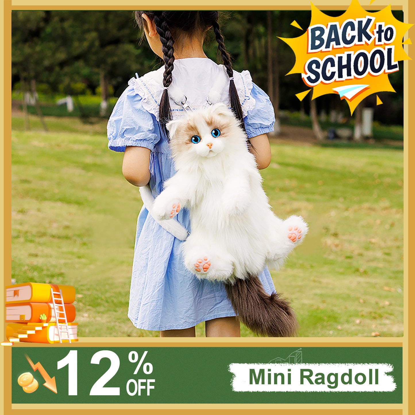 Mini Ragdoll Cat Backpack – Cute Handmade Bag for Girls