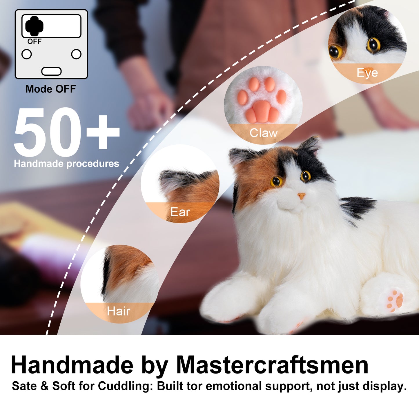 Breathing Calico Percy 2.0- Heartbeat Pur,Voice Robonic Cat