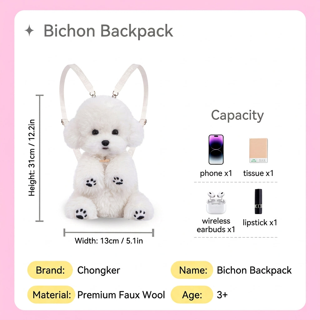 Bichon Frise Dog Shoulder Bag - Lifelike Companion Dog