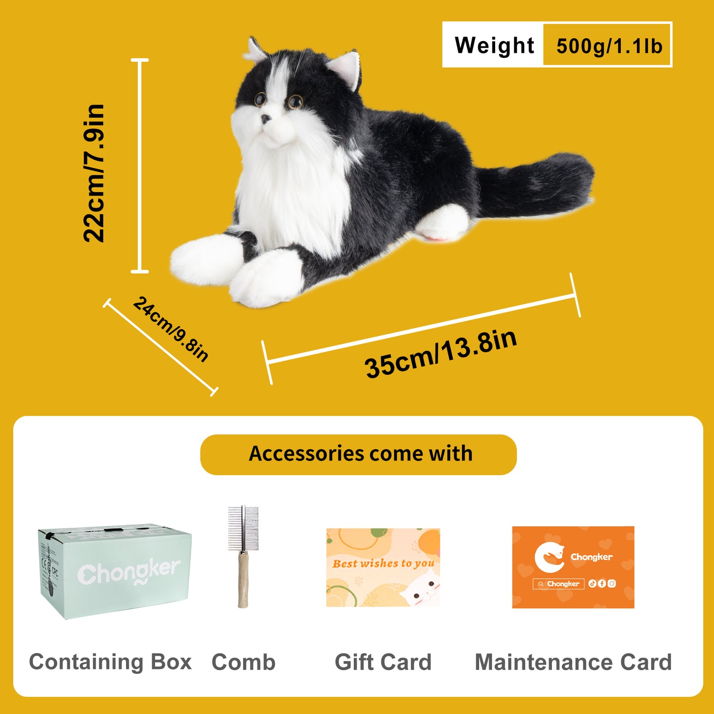 Tuxedo Cat Plush – Realistic Cat Toy for All-Age Cat Lovers