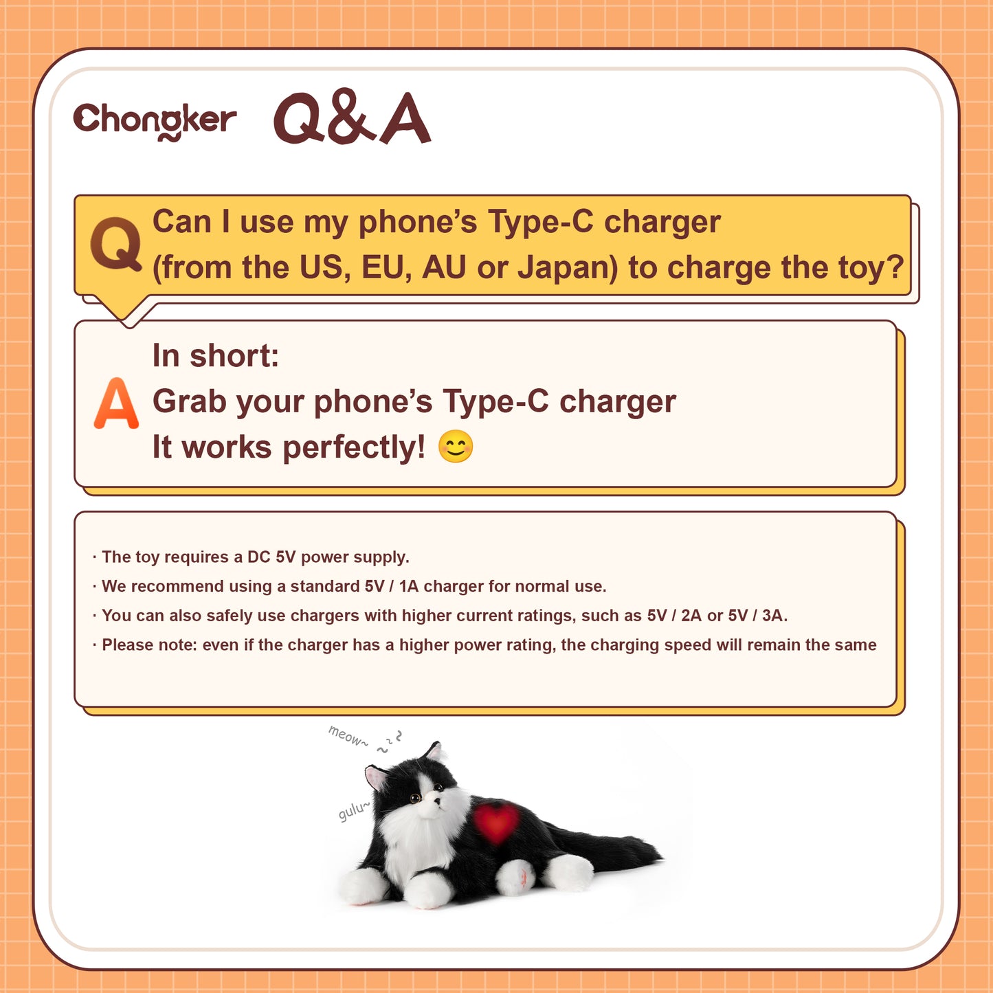 Percy Cat easy to charge