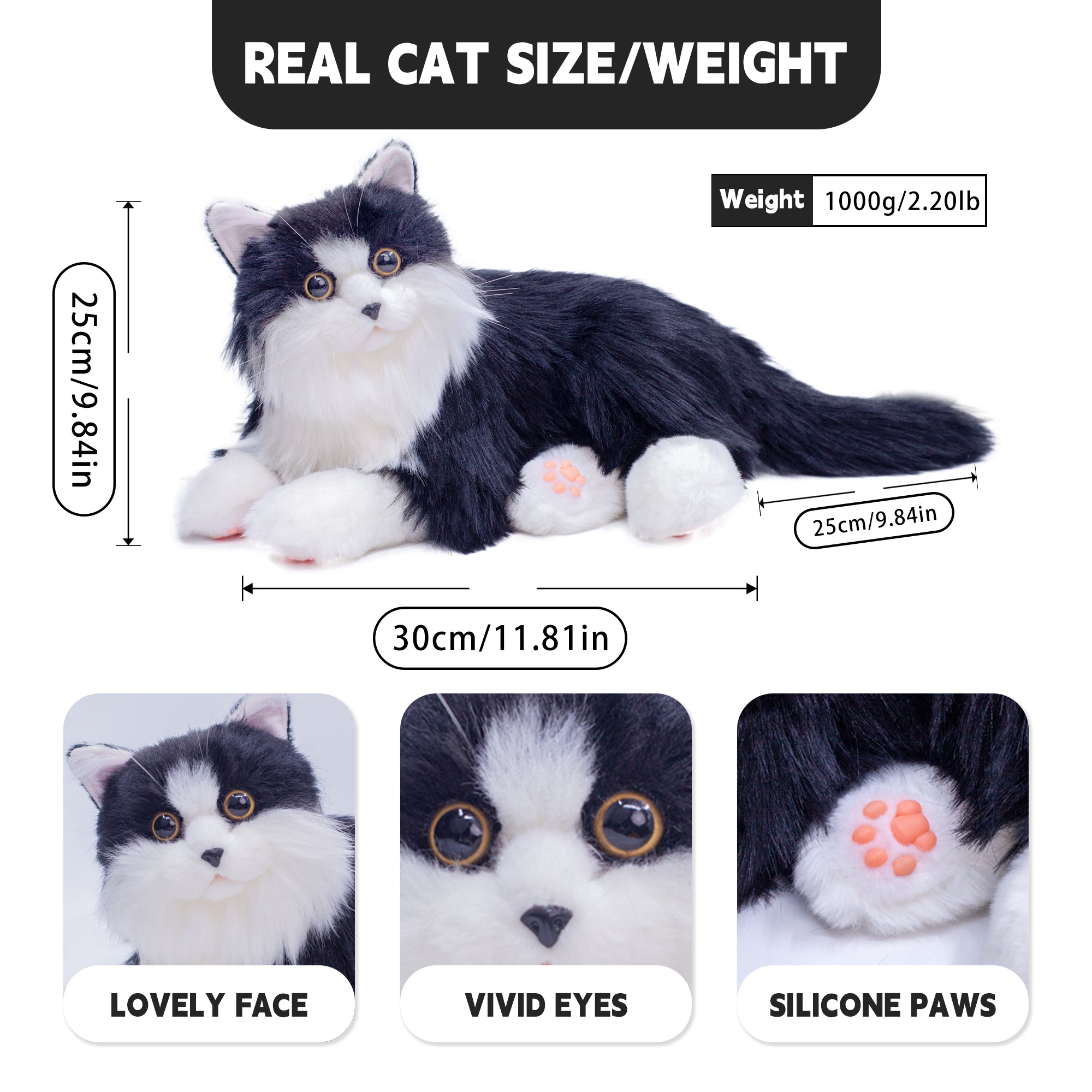 Chongker Interactive Companion Robot Pets Realistic Stuffed Animals Cat Plush Voice Heartbeat and Purring,Gifts for Parents - Chongker