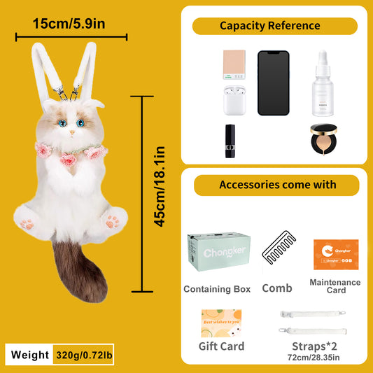 Mini Ragdoll Cat Backpack – Cute Handmade Bag for Girls