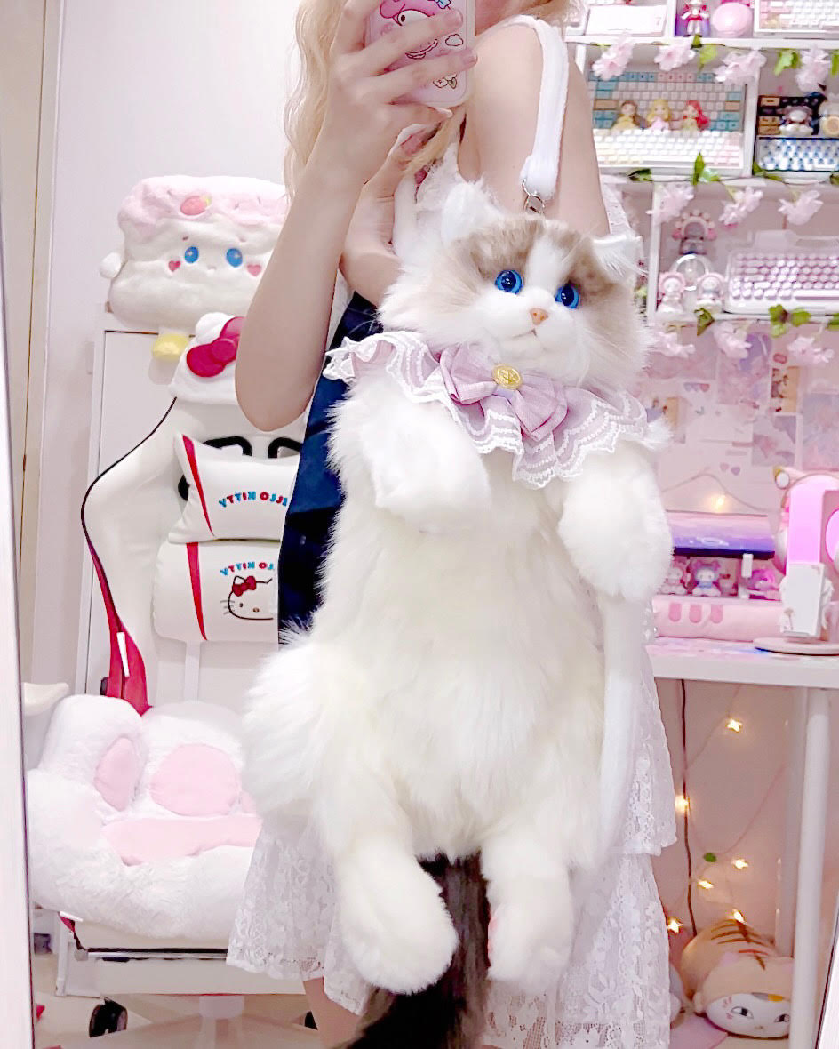Realistic Plush White Cat Handmade Bag Cute White Cat Gift for Girlfriend -  Etsy