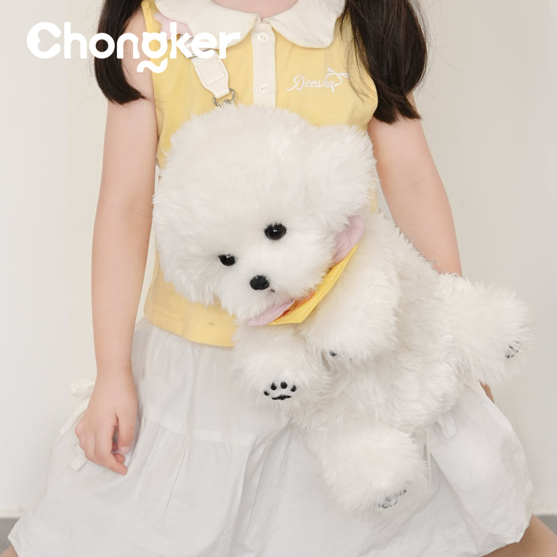 Bichon Frise Dog Backpack - Lifelike Companion Dog for Puppy Lovers