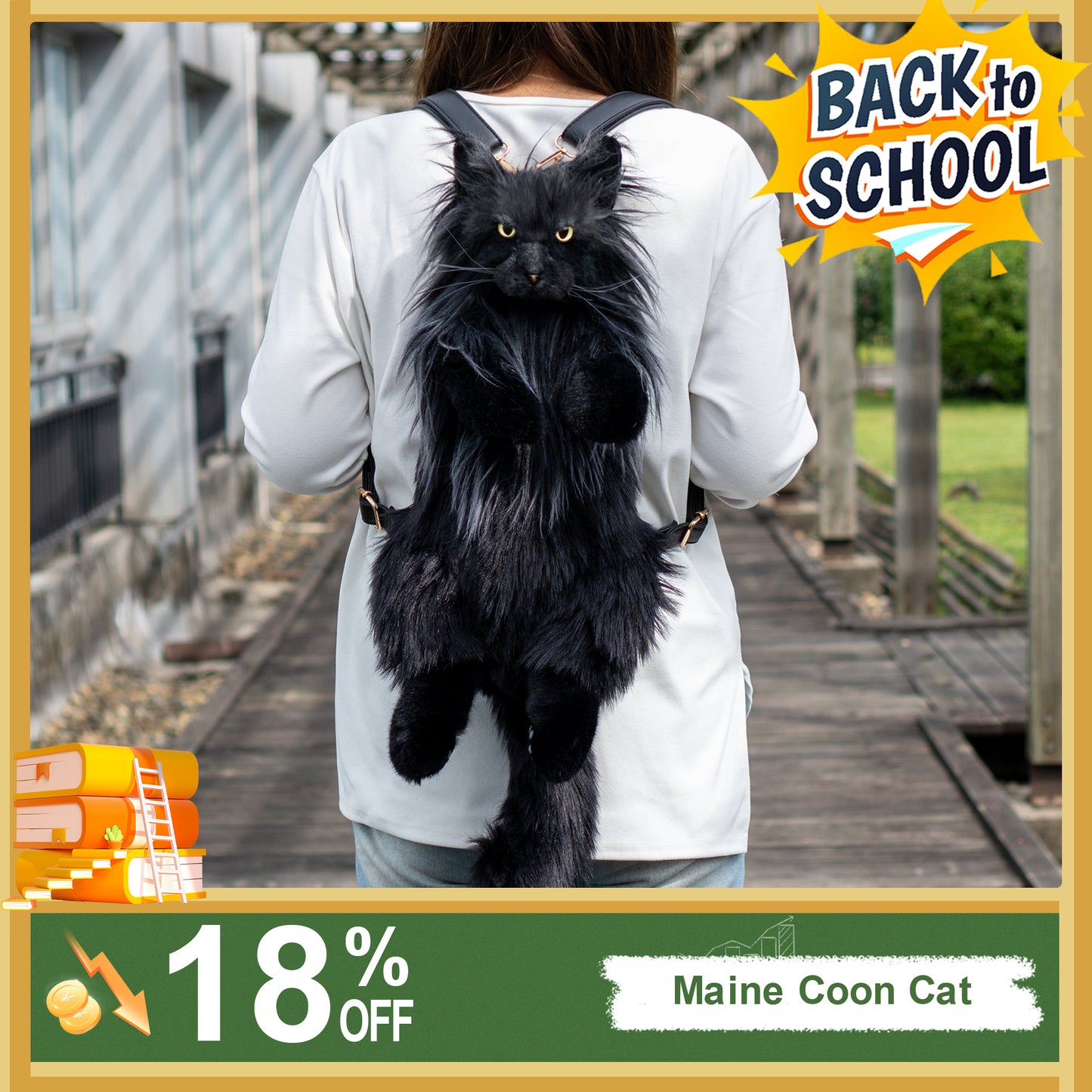 Maine Coon Cat Backpack – Realistic Cat Stylish Daypack