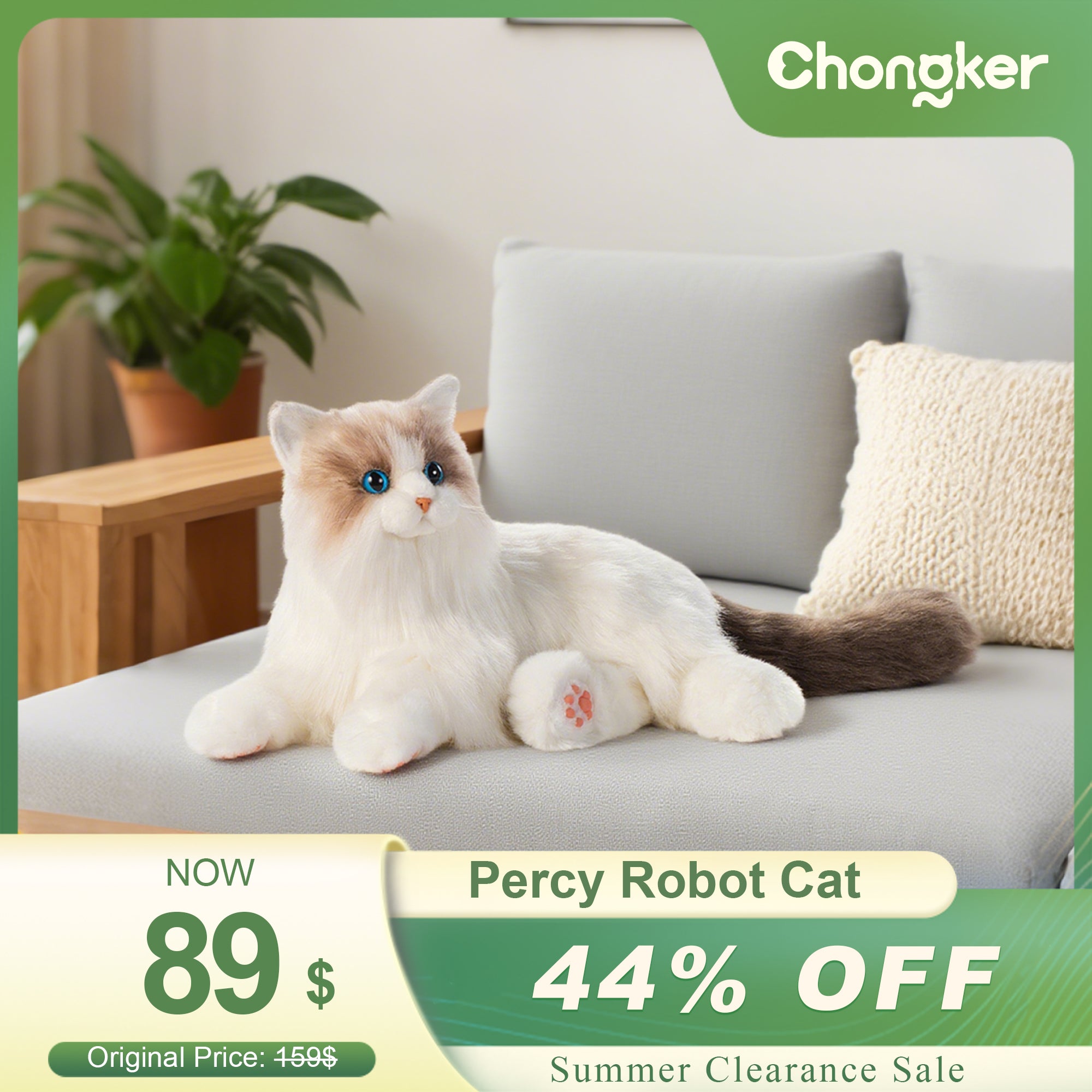 Percy Robot Cat – Voice,Purring & Heartbeat for Comfort