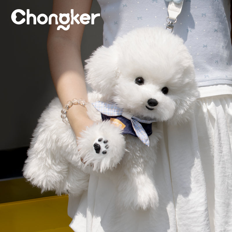 Bichon Frise Dog Backpack - Lifelike Companion Dog for Puppy Lovers