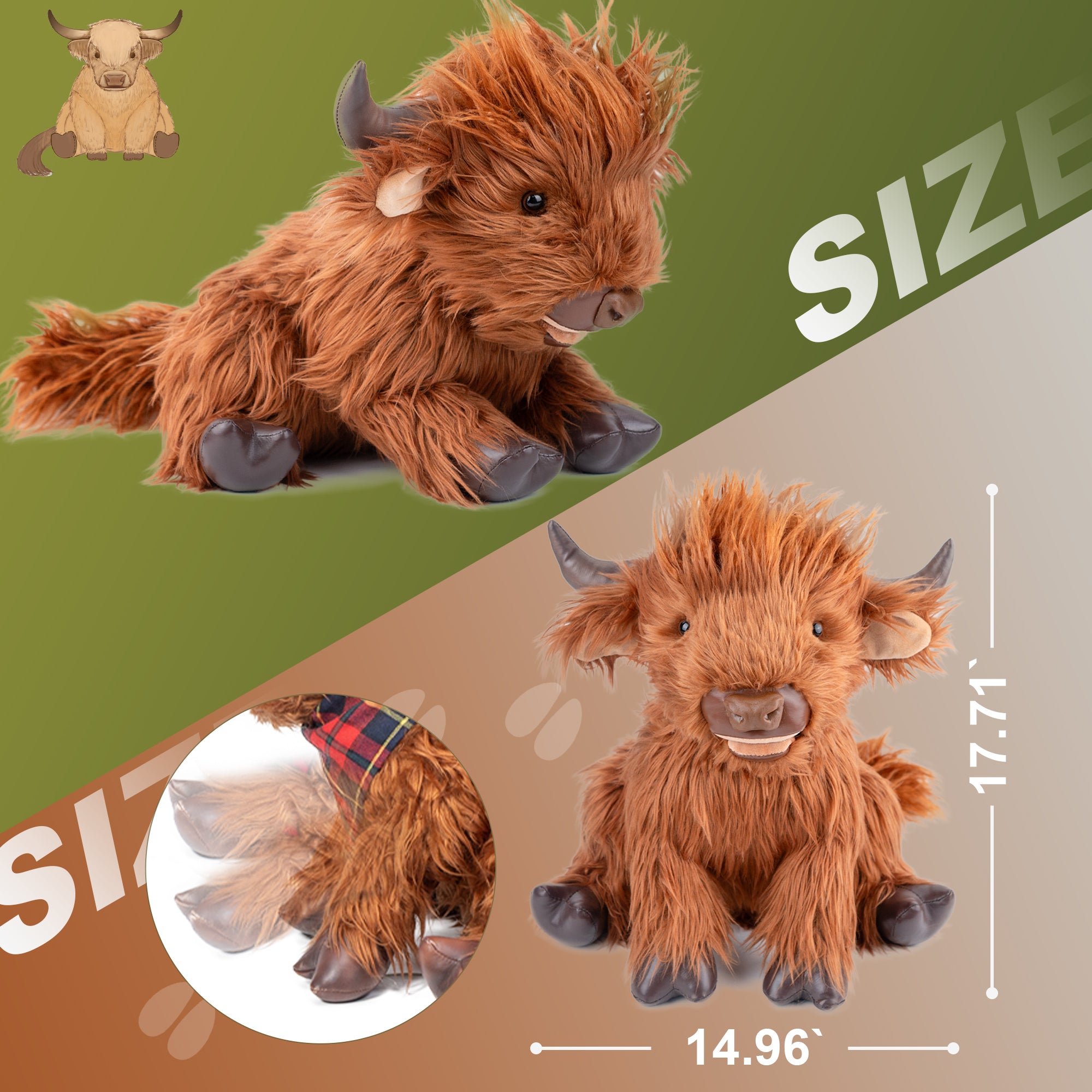 Highland Cow Big  45CM/17.71 IN