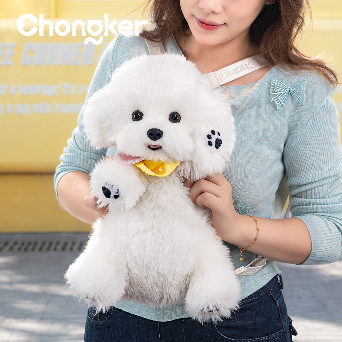 Bichon Frise Dog Shoulder Bag - Lifelike Companion Dog