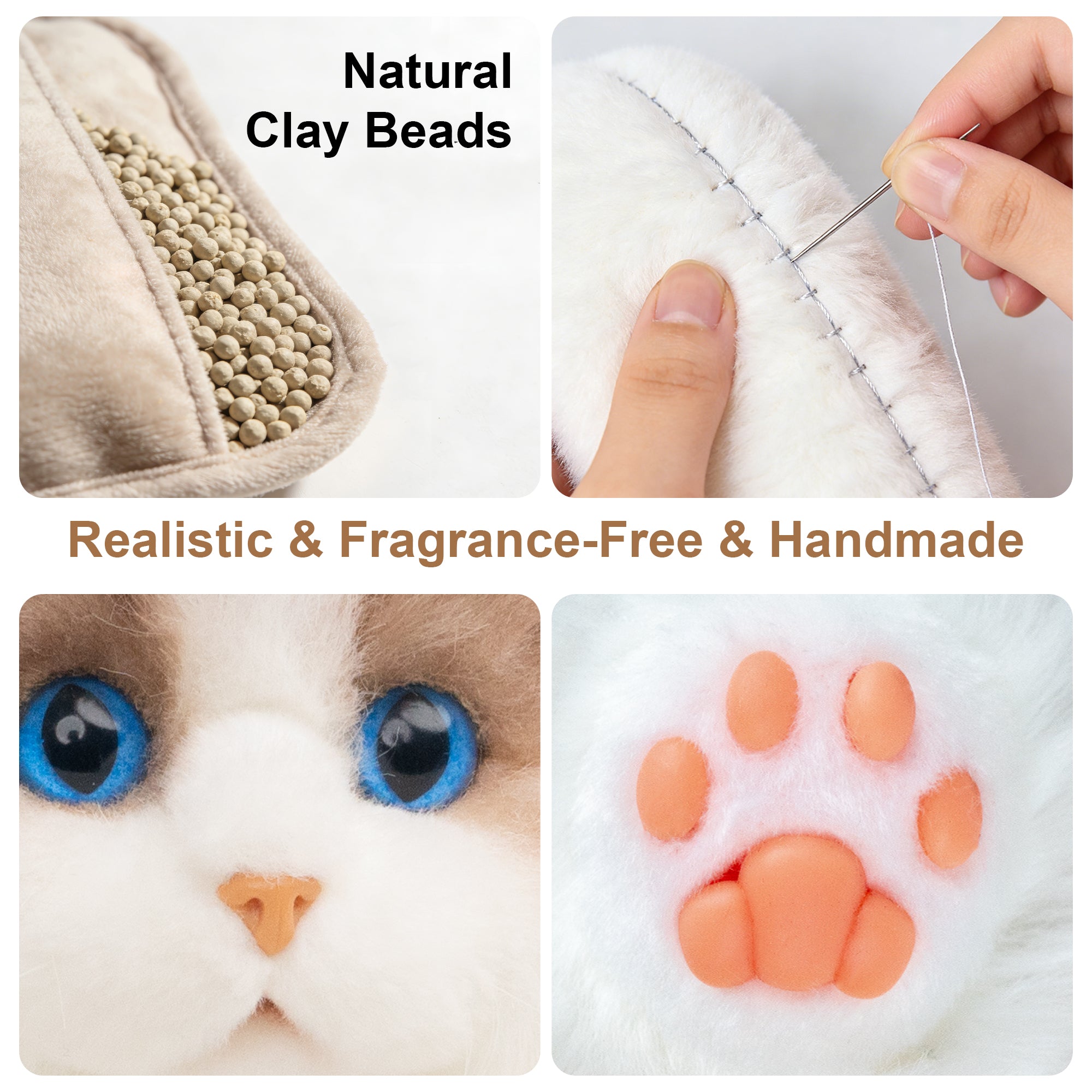 Lifelike Weighted Heated Cat for Comfort & Calm with Microwavable