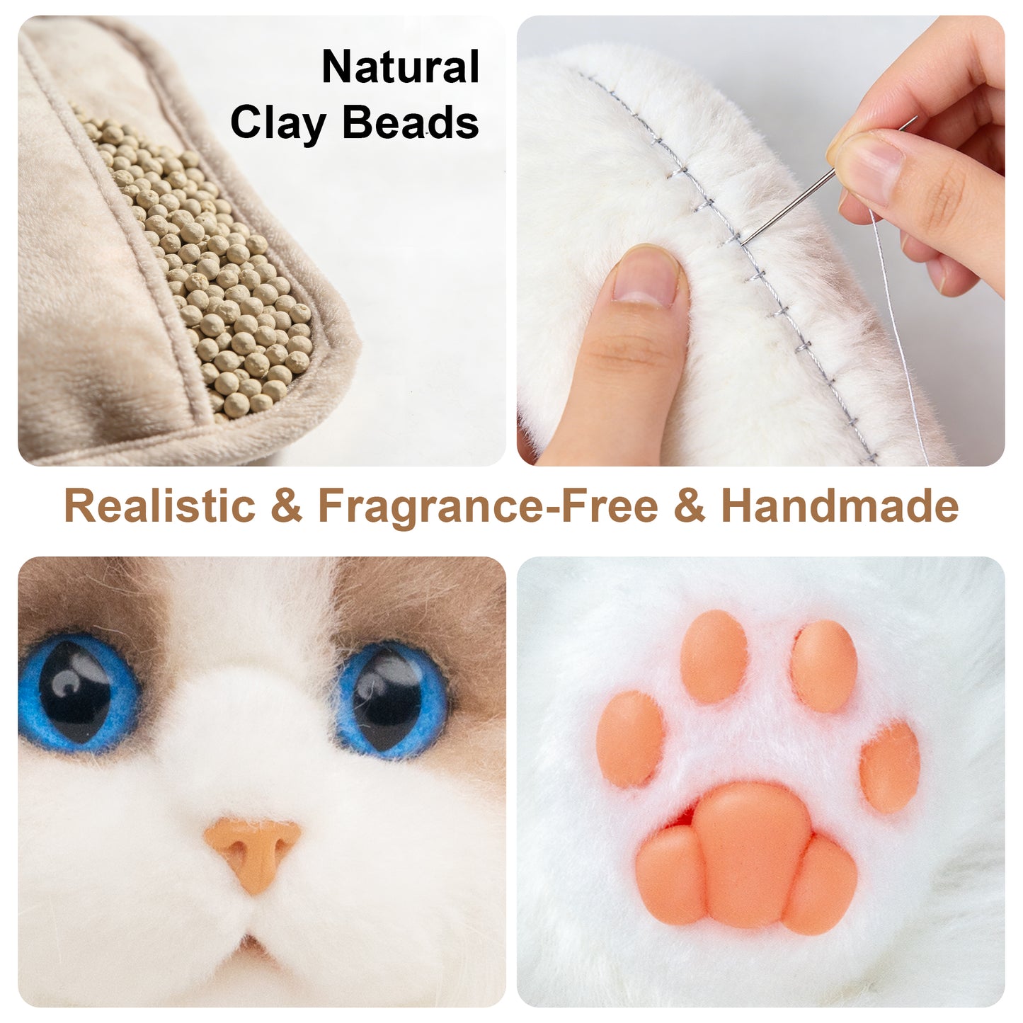 Lifelike Weighted Heated Cat for Comfort & Calm with Microwavable Pack