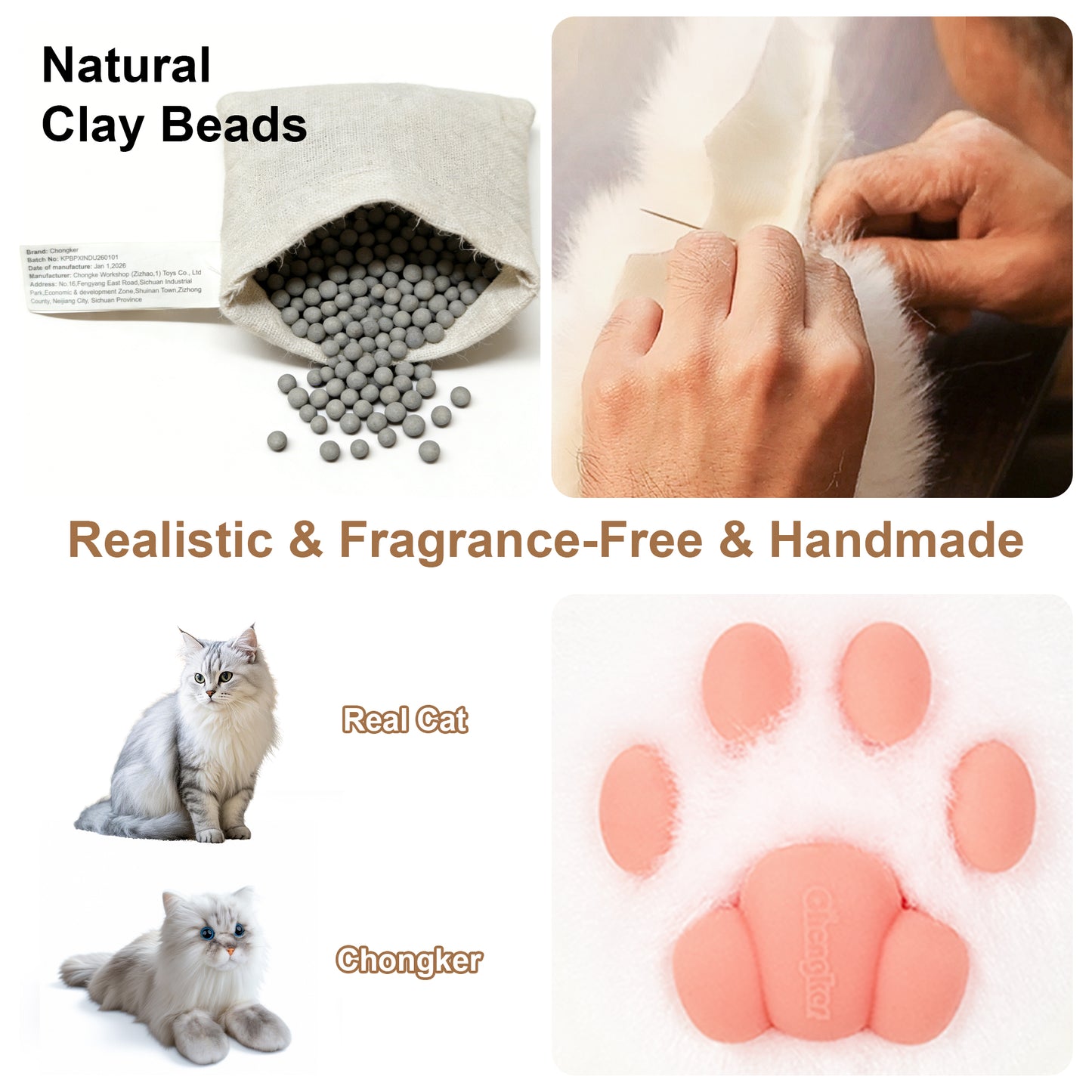 Gray Cat Lifelike Weighted Heated Cat for Comfort & Calm with Microwavable Pack