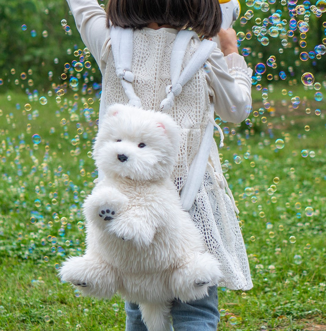 Westie Dog Backpack – Plush Bag for Girls & Puppy Lovers – Chongker