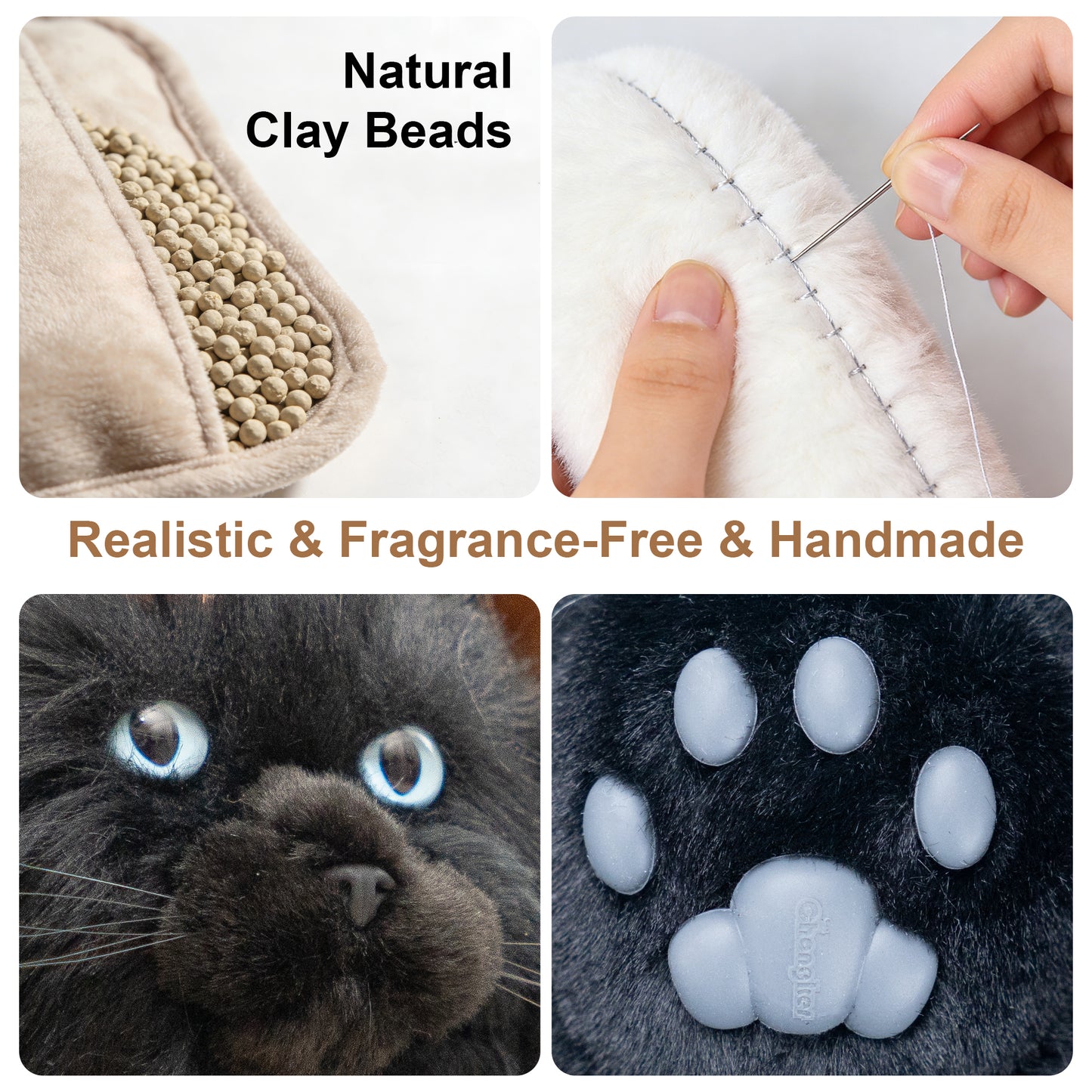 Black Maine coon Lifelike Weighted Heated Cat for Comfort & Calm with Microwavable Pack