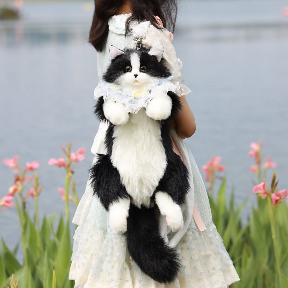Chongker Stuffed Realistic Black Cat Shaped Backpack Women - Perfect F