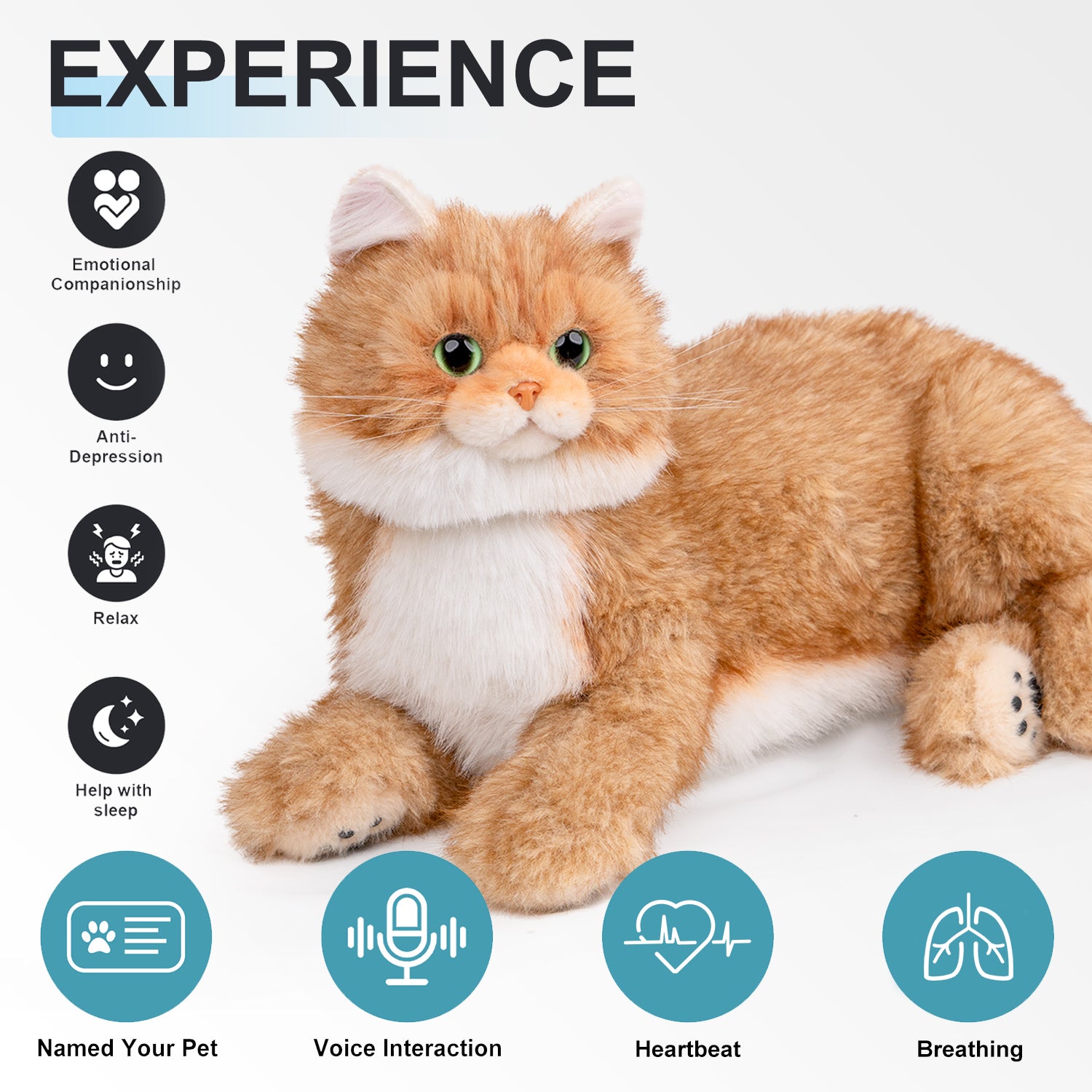 Breathing Calico Percy 2.0- Heartbeat Pur,Voice Robonic Cat – Chongker