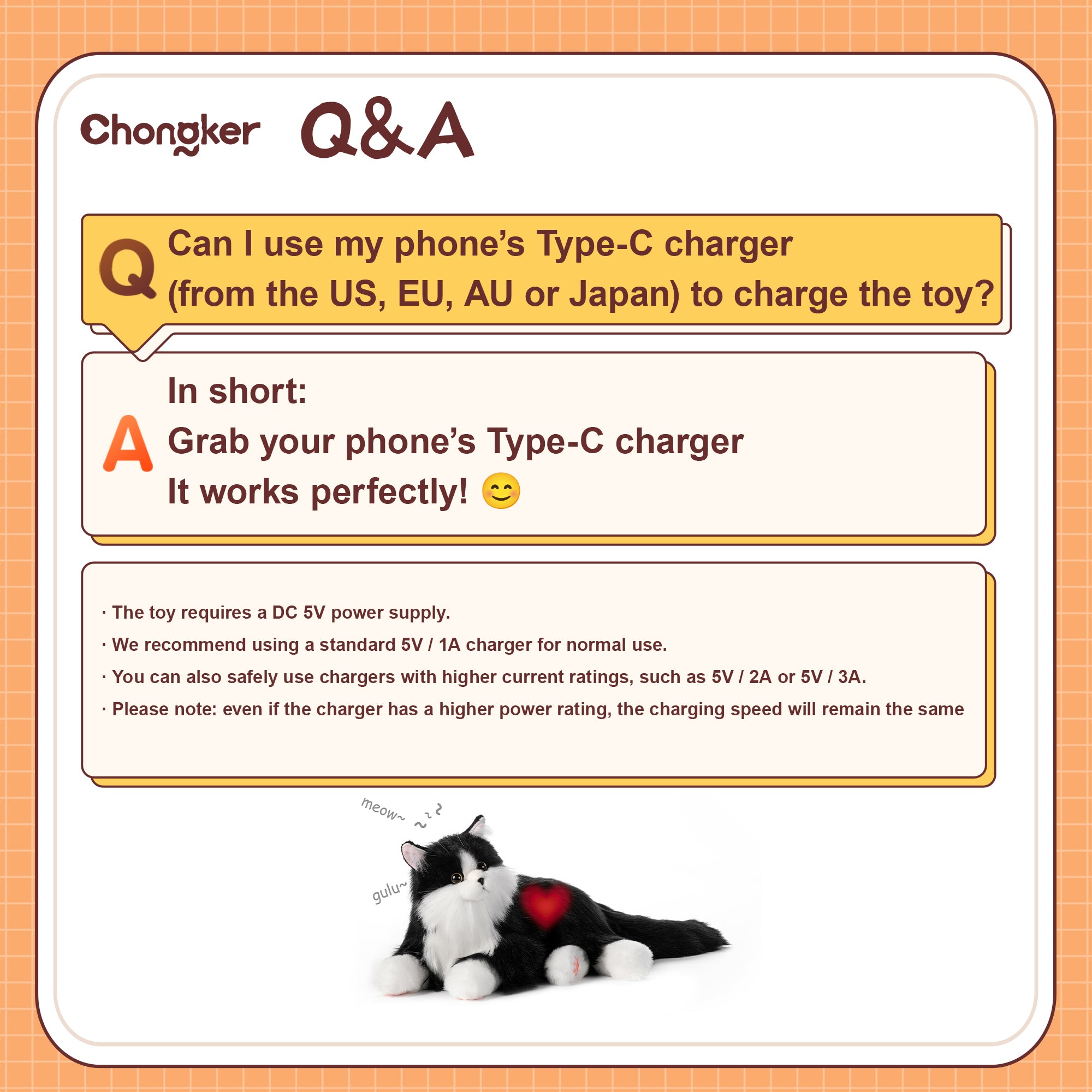 Percy Cat easy to  charge