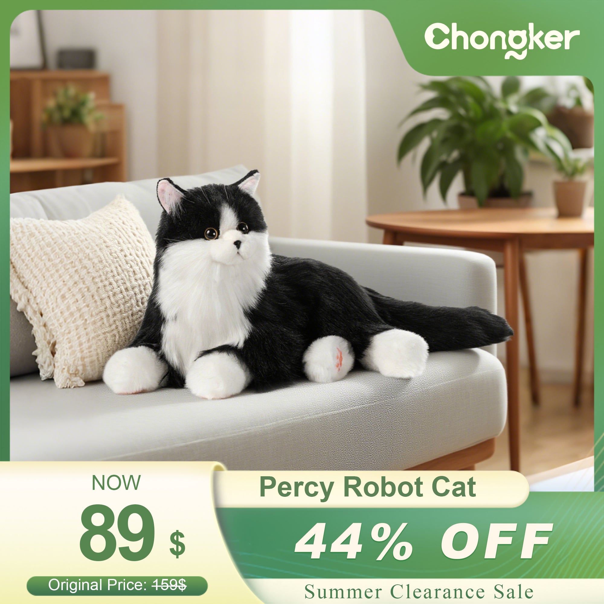 Percy Robot Cat – Interactive Weighted Comfort Toy