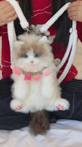 Load and play video in Gallery viewer, Mini Ragdoll Cat Backpack – Cute Handmade Bag for Girls
