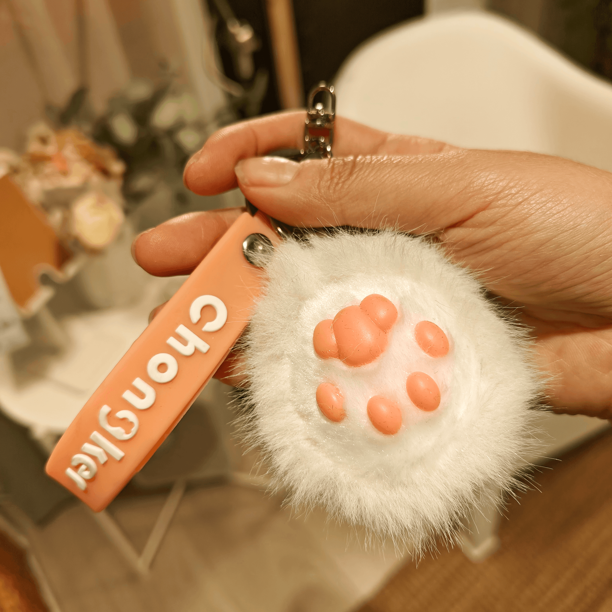 Chongker keychain Realistic Plush Animal Paw Kawaii keychain - Chongker
